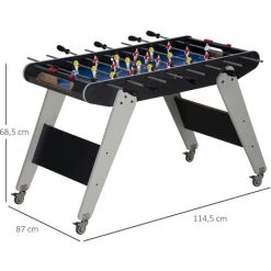 HOMCOM Baby-foot Table De Babyfoot Avec Roulettes Dim. 114,5L X 87l X 68,5H Cm 2 Balles Fournies MDF Noir Et Gris - Noir 9 HOMCOM Baby-foot Table De Babyfoot Avec Roulettes Dim. 114,5L X 87l X 68,5H Cm 2 Balles Fournies MDF Noir Et Gris - Noir -France HOMCOM Soldes 2022 67360663 3