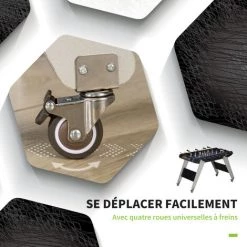 HOMCOM Baby-foot Table De Babyfoot Avec Roulettes Dim. 114,5L X 87l X 68,5H Cm 2 Balles Fournies MDF Noir Et Gris - Noir 10 HOMCOM Baby-foot Table De Babyfoot Avec Roulettes Dim. 114,5L X 87l X 68,5H Cm 2 Balles Fournies MDF Noir Et Gris - Noir -France HOMCOM Soldes 2022 67360663 4