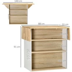 HOMCOM Ilot Central De Cuisine Avec Rangements Plan De Travail Rabattable 2 étagères 140L X 55l X 91H Cm Blanc Et Aspect Chêne Clair - Blanc 9 HOMCOM Ilot Central De Cuisine Avec Rangements Plan De Travail Rabattable 2 étagères 140L X 55l X 91H Cm Blanc Et Aspect Chêne Clair - Blanc -France HOMCOM Soldes 2022 67360668 3