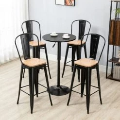 HOMCOM Lot De 4 Tabourets De Bar Industriel Avec Dossier Repose-pied Hauteur Assise 76 Cm Métal Panneaux Multicouches Imitation Bois Clair - Noir 8 HOMCOM Lot De 4 Tabourets De Bar Industriel Avec Dossier Repose-pied Hauteur Assise 76 Cm Métal Panneaux Multicouches Imitation Bois Clair - Noir -France HOMCOM Soldes 2022 67360672 2