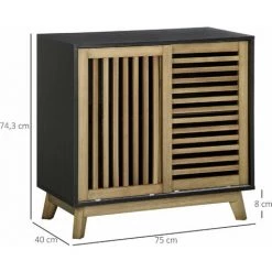 HOMCOM Meuble Buffet De Rangement Avec Portes Coulissantes Et étagère Réglable - 75 X 40 X 74,3 Cm - Noir Et Naturel - Marron 8 HOMCOM Meuble Buffet De Rangement Avec Portes Coulissantes Et étagère Réglable - 75 X 40 X 74,3 Cm - Noir Et Naturel - Marron -France HOMCOM Soldes 2022 67360673 3