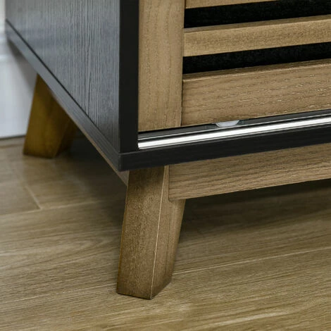 HOMCOM Meuble Buffet De Rangement Avec Portes Coulissantes Et étagère Réglable - 75 X 40 X 74,3 Cm - Noir Et Naturel - Marron 6 HOMCOM Meuble Buffet De Rangement Avec Portes Coulissantes Et étagère Réglable - 75 X 40 X 74,3 Cm - Noir Et Naturel - Marron – Image 4