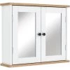 HOMCOM Armoire Murale De Salle De Bain Avec étagère Réglable Et 2 Portes Avec Miroir En MDF - Dim. 56I X 14P X 46H Cm - Blanc 1 HOMCOM Armoire Murale De Salle De Bain Avec étagère Réglable Et 2 Portes Avec Miroir En MDF - Dim. 56I X 14P X 46H Cm - Blanc -France HOMCOM Soldes 2022 67360676 1