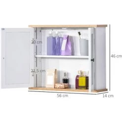 HOMCOM Armoire Murale De Salle De Bain Avec étagère Réglable Et 2 Portes Avec Miroir En MDF - Dim. 56I X 14P X 46H Cm - Blanc -France HOMCOM Soldes 2022 67360676 3