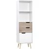 HOMCOM Meuble De Rangement Colonne Design Scandinave - 3 Tiroirs Et 2 Niches - Piètement Effilé Incliné Bois Pin Panneaux Particules Blanc - Blanc -France HOMCOM Soldes 2022 67360687 1