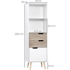 HOMCOM Meuble De Rangement Colonne Design Scandinave - 3 Tiroirs Et 2 Niches - Piètement Effilé Incliné Bois Pin Panneaux Particules Blanc - Blanc 9 HOMCOM Meuble De Rangement Colonne Design Scandinave - 3 Tiroirs Et 2 Niches - Piètement Effilé Incliné Bois Pin Panneaux Particules Blanc - Blanc -France HOMCOM Soldes 2022 67360687 3