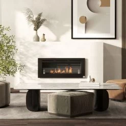 HOMCOM Cheminée Bioéthanol Murale Design Contemporain - Réservoir 2,8 L Couverture 30 M² - Pare-feu Verre Trempé, Kit Fixation Inclus - Dim. 102L X 16l X 43H Cm - Noir -France HOMCOM Soldes 2022 67360689 2