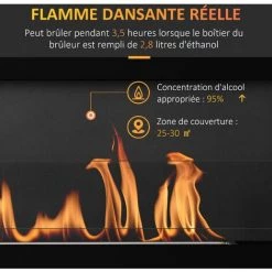 HOMCOM Cheminée Bioéthanol Murale Design Contemporain - Réservoir 2,8 L Couverture 30 M² - Pare-feu Verre Trempé, Kit Fixation Inclus - Dim. 102L X 16l X 43H Cm - Noir -France HOMCOM Soldes 2022 67360689 4