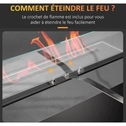 HOMCOM Cheminée Bioéthanol Murale Design Contemporain - Réservoir 2,8 L Couverture 30 M² - Pare-feu Verre Trempé, Kit Fixation Inclus - Dim. 102L X 16l X 43H Cm - Noir -France HOMCOM Soldes 2022 67360689 5