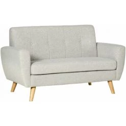 HOMCOM Canapé 2 Places Banquette Design Scandinave Dossier Capitonné Dim. 149L X 76,5l X 86H Cm Gris - Gris