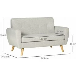 HOMCOM Canapé 2 Places Banquette Design Scandinave Dossier Capitonné Dim. 149L X 76,5l X 86H Cm Gris - Gris 9 HOMCOM Canapé 2 Places Banquette Design Scandinave Dossier Capitonné Dim. 149L X 76,5l X 86H Cm Gris - Gris -France HOMCOM Soldes 2022 67360695 3
