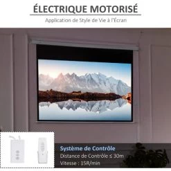 HOMCOM Écran De Projection Motorisé 100 Pouces, 16:9 4K HD - Mural Avec Télécommande - Blanc -France HOMCOM Soldes 2022 67360728 5