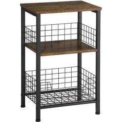 HOMCOM Meuble D'appoint Avec étagères De Rangement Style Industriel En Métal Et Panneaux De Particules - Marron