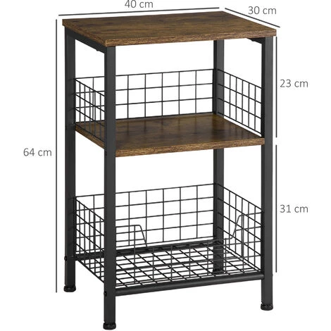 HOMCOM Meuble D'appoint Avec étagères De Rangement Style Industriel En Métal Et Panneaux De Particules - Marron 5 HOMCOM Meuble D'appoint Avec étagères De Rangement Style Industriel En Métal Et Panneaux De Particules - Marron – Image 3