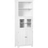 HOMCOM Armoire De Cuisine Multi-rangements 4 Portes Avec étagères 2 Niches Grand Plateau MDF Blanc - Blanc -France HOMCOM Soldes 2022 67360730 1
