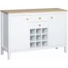 HOMCOM Buffet Meuble De Rangement Avec 2 Tiroirs, 2 Portes étagères Réglables Et Porte-bouteilles Pour 9 Bouteilles - Dim. 110I X 35P X 75H Cm - Blanc -France HOMCOM Soldes 2022 67360732 1