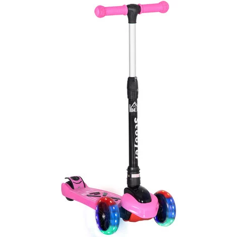 HOMCOM Trottinette Enfant Pliable - Trottinette 3 Roues Lumineuses LED - Hauteur Guidon Réglable - Frein à Friction Arrière - Acier PP Rose Noir - Rose 3 HOMCOM Trottinette Enfant Pliable - Trottinette 3 Roues Lumineuses LED - Hauteur Guidon Réglable - Frein à Friction Arrière - Acier PP Rose Noir - Rose