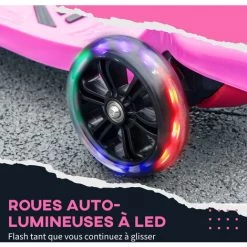 HOMCOM Trottinette Enfant Pliable - Trottinette 3 Roues Lumineuses LED - Hauteur Guidon Réglable - Frein à Friction Arrière - Acier PP Rose Noir - Rose 11 HOMCOM Trottinette Enfant Pliable - Trottinette 3 Roues Lumineuses LED - Hauteur Guidon Réglable - Frein à Friction Arrière - Acier PP Rose Noir - Rose -France HOMCOM Soldes 2022 67360734 5
