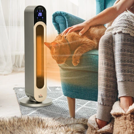 HOMCOM Chauffage Soufflant Oscillant 1100/2200 W - Mini Radiateur Céramique PTC - Télécommande Incluse - Chauffage D'appoint Noir - Noir 4 HOMCOM Chauffage Soufflant Oscillant 1100/2200 W - Mini Radiateur Céramique PTC - Télécommande Incluse - Chauffage D'appoint Noir - Noir – Image 2