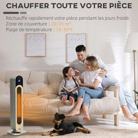 HOMCOM Chauffage Soufflant Oscillant 1100/2200 W - Mini Radiateur Céramique PTC - Télécommande Incluse - Chauffage D'appoint Noir - Noir 6 HOMCOM Chauffage Soufflant Oscillant 1100/2200 W - Mini Radiateur Céramique PTC - Télécommande Incluse - Chauffage D'appoint Noir - Noir – Image 4