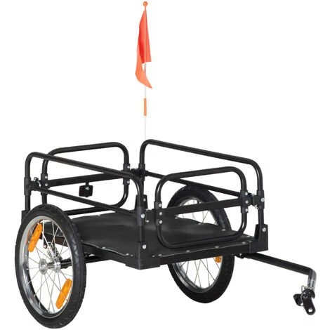 HOMCOM Remorque Vélo Remorque De Transport Pour Vélo Pliable 125L X 64l X 53,5H Cm Barre D'attelage Universelle Acier Noir - Noir 3 HOMCOM Remorque Vélo Remorque De Transport Pour Vélo Pliable 125L X 64l X 53,5H Cm Barre D'attelage Universelle Acier Noir - Noir