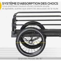 HOMCOM Remorque Vélo Remorque De Transport Pour Vélo Pliable 125L X 64l X 53,5H Cm Barre D'attelage Universelle Acier Noir - Noir 10 HOMCOM Remorque Vélo Remorque De Transport Pour Vélo Pliable 125L X 64l X 53,5H Cm Barre D'attelage Universelle Acier Noir - Noir -France HOMCOM Soldes 2022 67360750 4