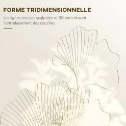 HOMCOM Décoration Murale En Métal Dorée Feuilles De Gingko Dim. 51I X 94,5H Cm - Jaune -France HOMCOM Soldes 2022 67371473 5