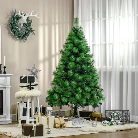 HOMCOM Sapin De Noël Artificiel 782 Branches épines Grand Réalisme Avec Pommes De Pin - Hauteur 180 Cm Vert - Vert 4 HOMCOM Sapin De Noël Artificiel 782 Branches épines Grand Réalisme Avec Pommes De Pin - Hauteur 180 Cm Vert - Vert – Image 2
