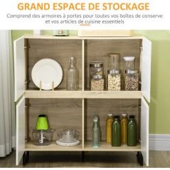 HOMCOM Buffet Meuble De Rangement 4 Portes Piétement Acier 100L X 41,5l X 107H Cm - Blanc -France HOMCOM Soldes 2022 67371476 5