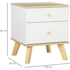 HOMCOM Table De Chevet Avec 2 Tiroirs Scandinave Blanc Et Effet Bois - Dim. 40L X 40l X 49H Cm - Beige 9 HOMCOM Table De Chevet Avec 2 Tiroirs Scandinave Blanc Et Effet Bois - Dim. 40L X 40l X 49H Cm - Beige -France HOMCOM Soldes 2022 67371480 3