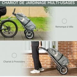 HOMCOM Chariot De Courses Pour Vélo Remorque Pliable En Aluminium Avec Sac Amovible En Tissu - Gris 10 HOMCOM Chariot De Courses Pour Vélo Remorque Pliable En Aluminium Avec Sac Amovible En Tissu - Gris -France HOMCOM Soldes 2022 67371487 4