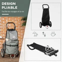 HOMCOM Chariot De Courses Pour Vélo Remorque Pliable En Aluminium Avec Sac Amovible En Tissu - Gris 11 HOMCOM Chariot De Courses Pour Vélo Remorque Pliable En Aluminium Avec Sac Amovible En Tissu - Gris -France HOMCOM Soldes 2022 67371487 5