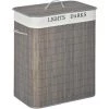 HOMCOM Panier à Linge Corbeille à Linge 2 Bacs Bambou Pliable Couvercle Poignée Sac Amovible En Toile Gris - Gris -France HOMCOM Soldes 2022 67371489 1