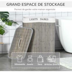 HOMCOM Panier à Linge Corbeille à Linge 2 Bacs Bambou Pliable Couvercle Poignée Sac Amovible En Toile Gris - Gris 10 HOMCOM Panier à Linge Corbeille à Linge 2 Bacs Bambou Pliable Couvercle Poignée Sac Amovible En Toile Gris - Gris -France HOMCOM Soldes 2022 67371489 4