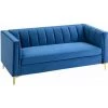 HOMCOM Canapé 3 Places Style Art Déco Piètement Acier Doré Revêtement Velours Bleu - Bleu -France HOMCOM Soldes 2022 67525909 1