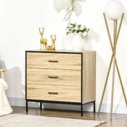 HOMCOM Commode Meuble De Rangement Style Industriel - 3 Tiroirs - Dim. 80L X 40l X 78,8H Cm - Acier Noir MDF Aspect Chêne Clair - Beige 8 HOMCOM Commode Meuble De Rangement Style Industriel - 3 Tiroirs - Dim. 80L X 40l X 78,8H Cm - Acier Noir MDF Aspect Chêne Clair - Beige -France HOMCOM Soldes 2022 67693295 2