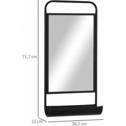 HOMCOM Miroir Mural étagère Intégrée Design Industriel - Châssis Métal Noir étagère MDF Noir Verre - Noir 9 HOMCOM Miroir Mural étagère Intégrée Design Industriel - Châssis Métal Noir étagère MDF Noir Verre - Noir -France HOMCOM Soldes 2022 67693533 3