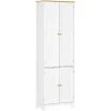 HOMCOM Armoire De Cuisine Contemporaine Multi-rangement 4 Portes 6 étagères Dim. 61L X 30,5l X 183H Cm Bois Pin MDF Blanc - Blanc
