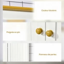 HOMCOM Armoire De Cuisine Contemporaine Multi-rangement 4 Portes 6 étagères Dim. 61L X 30,5l X 183H Cm Bois Pin MDF Blanc - Blanc -France HOMCOM Soldes 2022 67697373 5