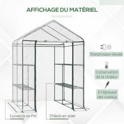 HOMCOM Serre De Jardin Balcon Terrasse 4 étagères 143L X 143l X 195H Cm Acier PVC Imperméable Anti-UV Transparent Vert 10 HOMCOM Serre De Jardin Balcon Terrasse 4 étagères 143L X 143l X 195H Cm Acier PVC Imperméable Anti-UV Transparent Vert -France HOMCOM Soldes 2022 6812078 4