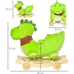 HOMCOM Cheval à Bascule Jouet à Bascule Dinosaure Et Porteur Sur Roulettes 2 En 1 Fonction Musicale 32 Pistes Ceinture Sécurité Vert - Vert 9 HOMCOM Cheval à Bascule Jouet à Bascule Dinosaure Et Porteur Sur Roulettes 2 En 1 Fonction Musicale 32 Pistes Ceinture Sécurité Vert - Vert -France HOMCOM Soldes 2022 6812094 3