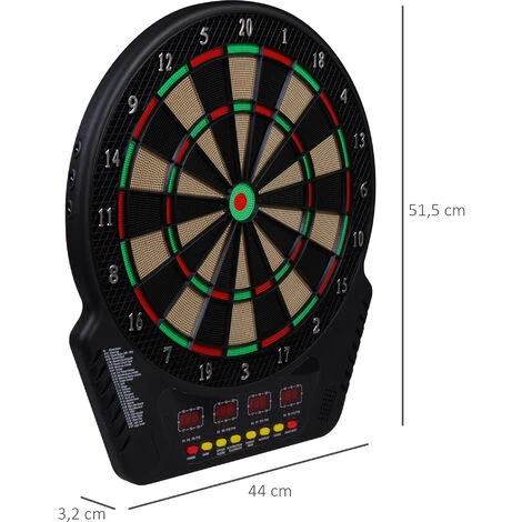 HOMCOM Cible Jeu De Flechettes électronique Professionnel 243 Jeux Variés Noir - Noir 5 HOMCOM Cible Jeu De Flechettes électronique Professionnel 243 Jeux Variés Noir - Noir – Image 3