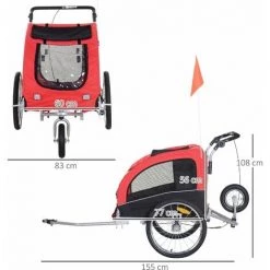 HOMCOM Remorque Vélo Jogger 2 En 1 Pour Animaux Drapeau Roue Avant Pivotante Réflecteurs Et Barre D'attelage Inclus Rouge Noir 10 HOMCOM Remorque Vélo Jogger 2 En 1 Pour Animaux Drapeau Roue Avant Pivotante Réflecteurs Et Barre D'attelage Inclus Rouge Noir -France HOMCOM Soldes 2022 6812118 4