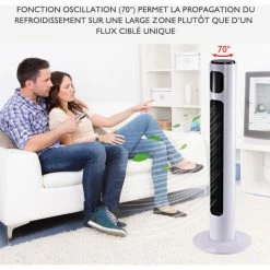 HOMCOM Ventilateur Colonne Tour Programmable Oscillant Silencieux 45 W Avec Télécommande écran Affichage Minuterie 3 Modes 3 Vitesses 32L X 32l X 96H Cm Blanc Noir - Blanc -France HOMCOM Soldes 2022 6812130 4