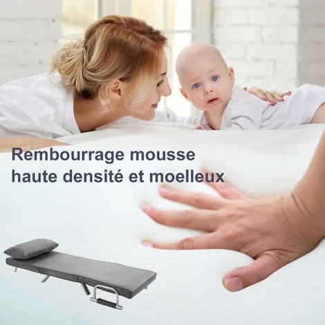 HOMCOM Fauteuil Chauffeuse Canapé-lit Convertible 1 Place Déhoussable Grand Confort Coussin Pieds Accoudoirs Métal Suède Gris 6 HOMCOM Fauteuil Chauffeuse Canapé-lit Convertible 1 Place Déhoussable Grand Confort Coussin Pieds Accoudoirs Métal Suède Gris – Image 4