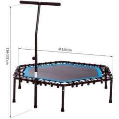 HOMCOM Trampoline De Fitness / Gymnastique Haute Performance Ø 114 Cm élastiques Bungee + Guidon Hauteur Réglable 116-132 Cm Bleu Noir -France HOMCOM Soldes 2022 6812230 3
