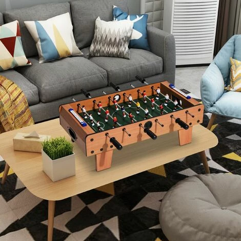 HOMCOM Table Baby-foot Pour Enfants à Partir De 3 Ans 2 Ballons 18 Joueurs 69 X 37 X 24 Cm - Marron 4 HOMCOM Table Baby-foot Pour Enfants à Partir De 3 Ans 2 Ballons 18 Joueurs 69 X 37 X 24 Cm - Marron – Image 2