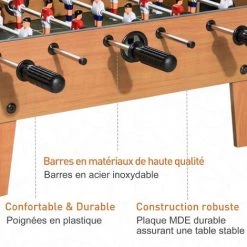 HOMCOM Table Baby-foot Pour Enfants à Partir De 3 Ans 2 Ballons 18 Joueurs 69 X 37 X 24 Cm - Marron 11 HOMCOM Table Baby-foot Pour Enfants à Partir De 3 Ans 2 Ballons 18 Joueurs 69 X 37 X 24 Cm - Marron -France HOMCOM Soldes 2022 6812247 5
