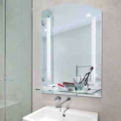 HOMCOM Miroir Lumineux LED 22 W Interrupteur Tactile étagère Intégrée 50L X 15l X 70H Cm - Blanc -France HOMCOM Soldes 2022 6824202 2