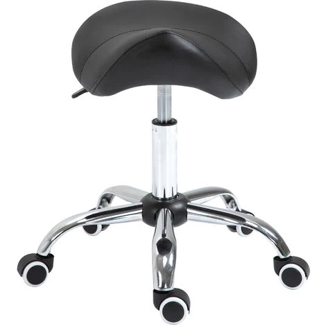 HOMCOM Tabouret De Massage Tabouret Selle Ergonomique Pivotant 360° Hauteur Réglable Revêtement Synthétique Noir Chromé 3 HOMCOM Tabouret De Massage Tabouret Selle Ergonomique Pivotant 360° Hauteur Réglable Revêtement Synthétique Noir Chromé